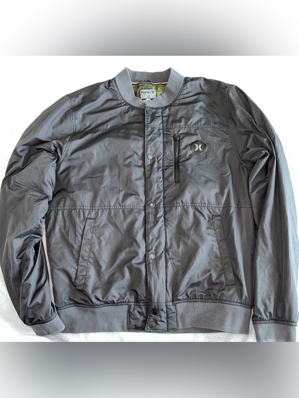 Hurley Men's Charcoal Gray Bomber Jacket
